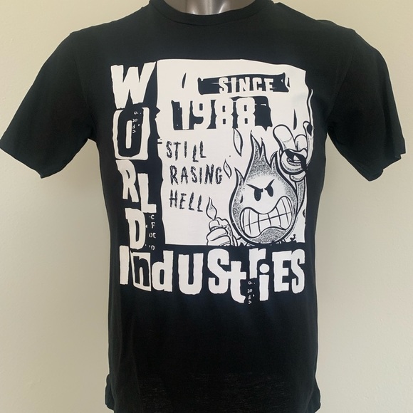 World Industries Other - World Industries T Shirt Mens Black Flame Boy